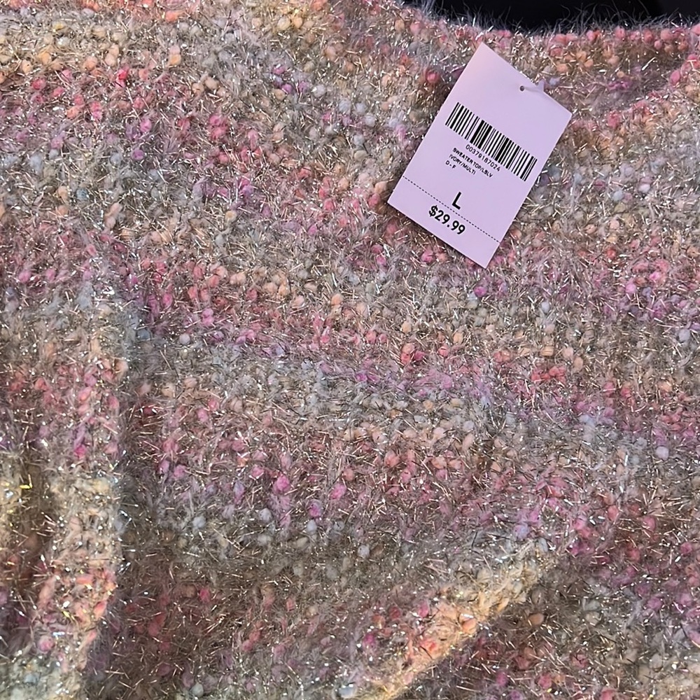 Brand new! Sparkly pastel sweater